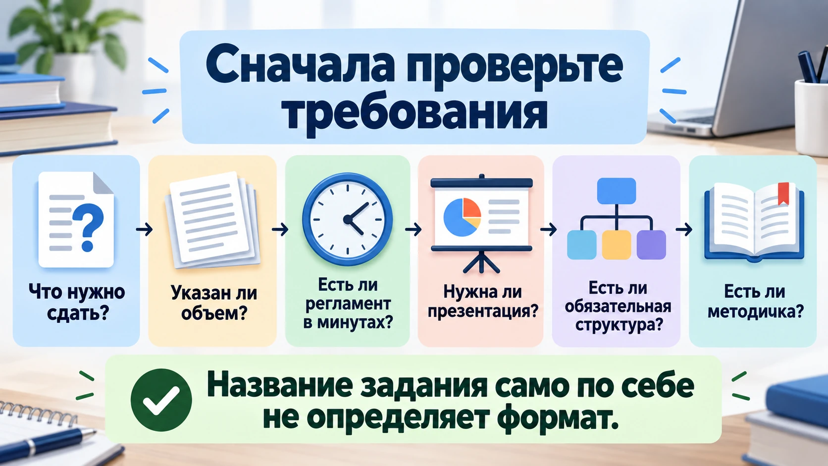 Схема проверки требований к докладу или реферату