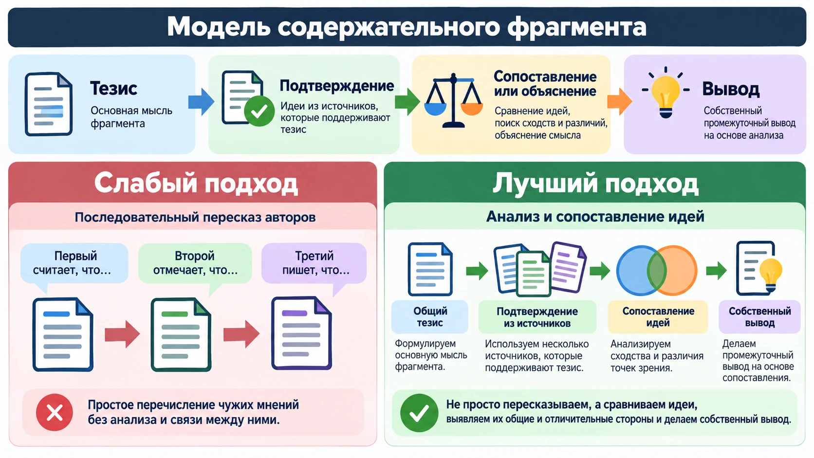 Схема написания аналитического фрагмента реферата