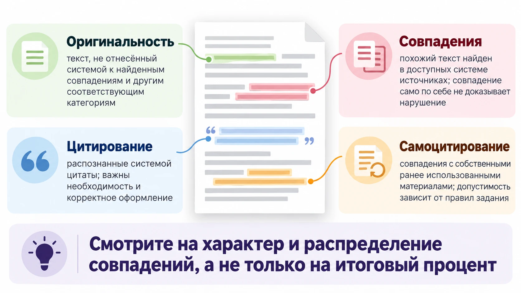 Схема основных категорий отчёта антиплагиата и их смысла