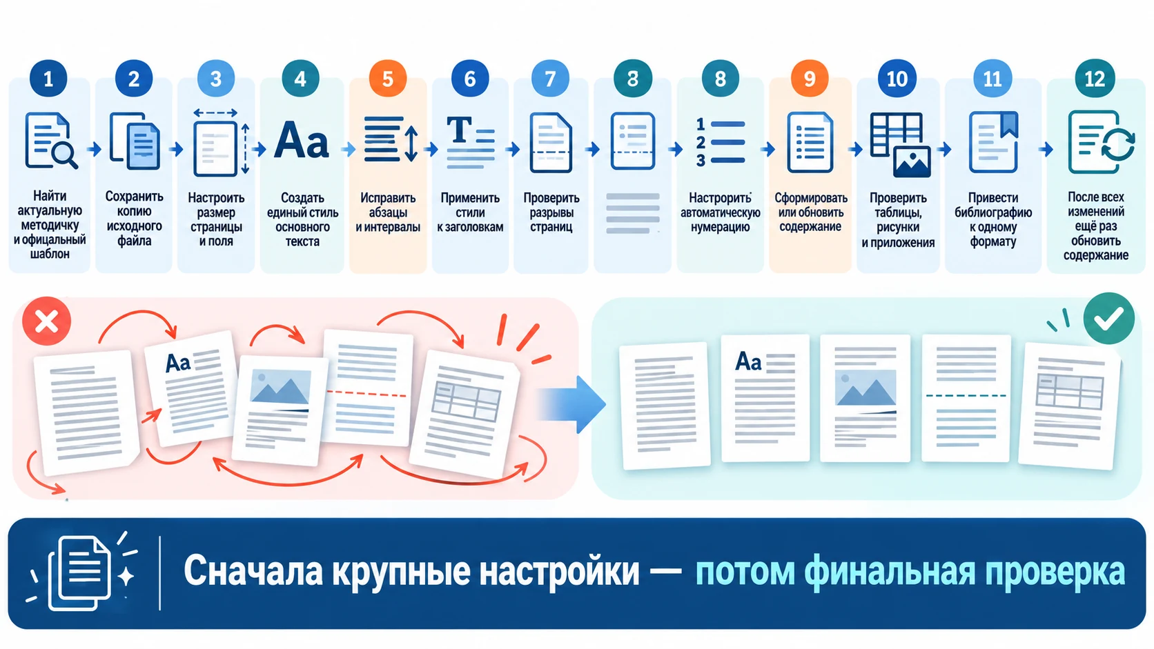 Пошаговый порядок приведения курсовой к требованиям