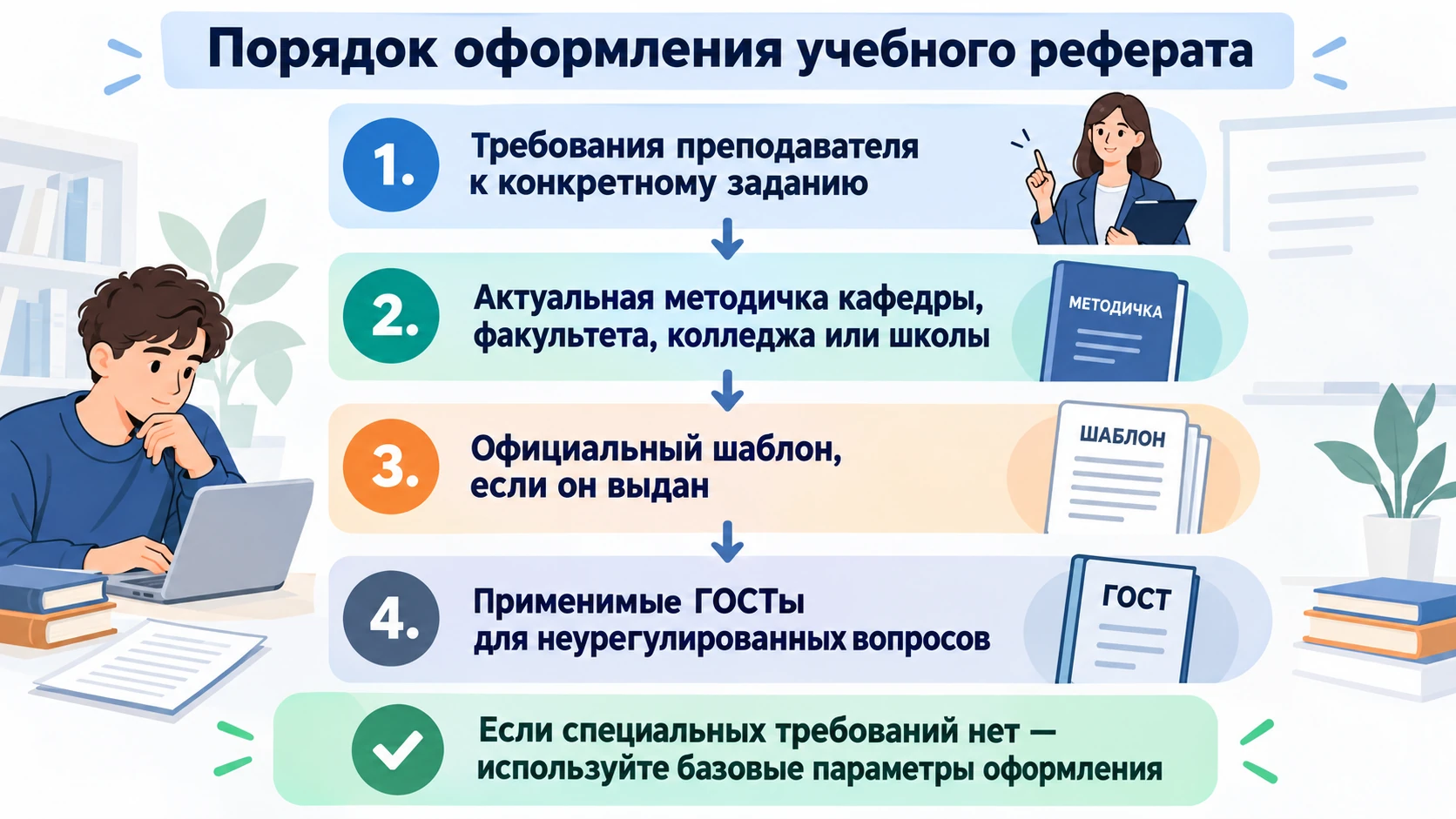 Схема приоритета требований преподавателя, методички и ГОСТ