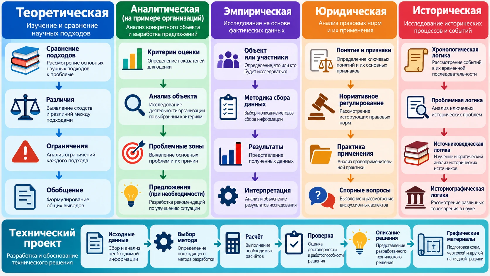 Варианты логики структуры для разных типов курсовых