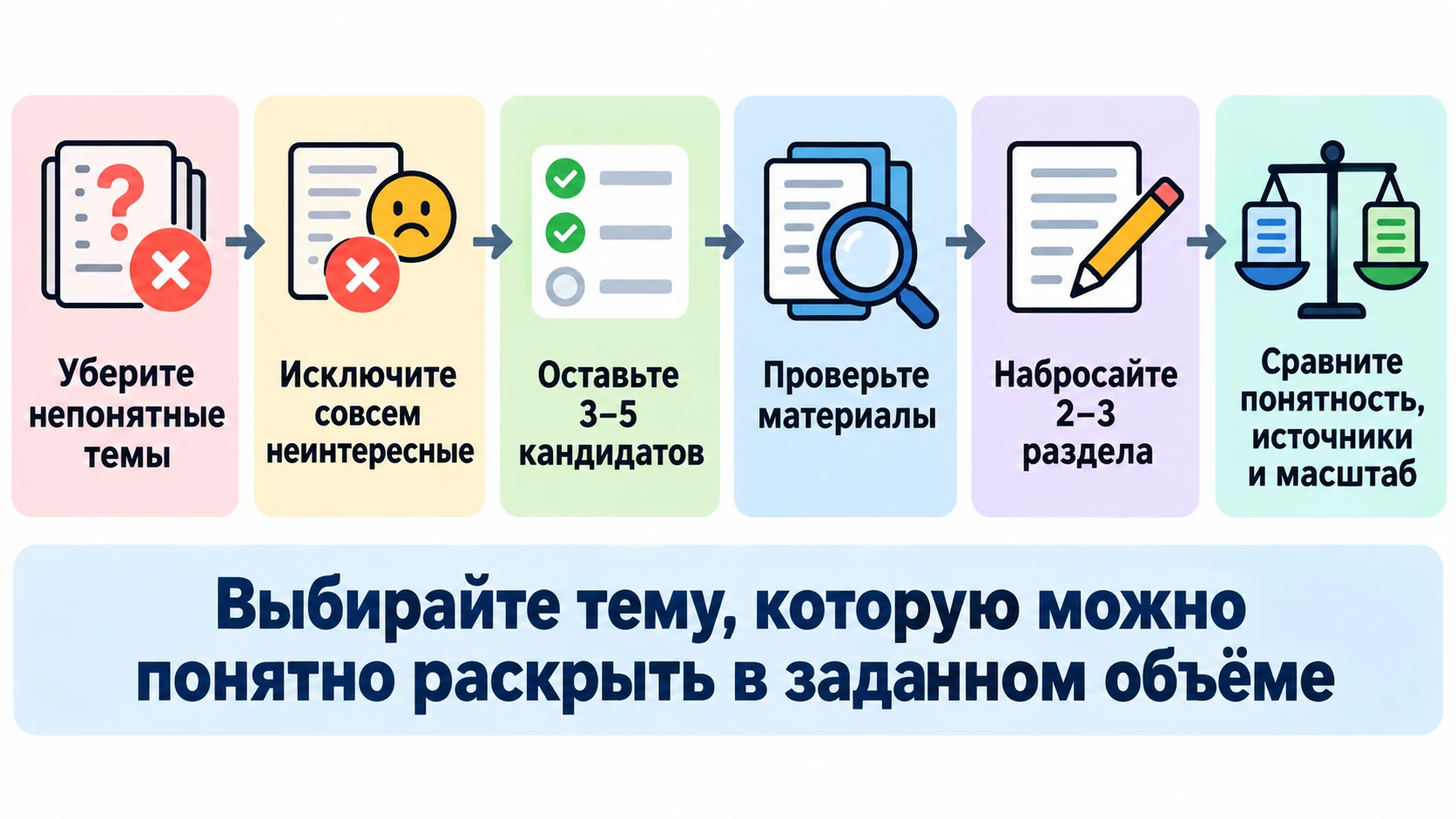 Последовательность отбора темы реферата из готового списка