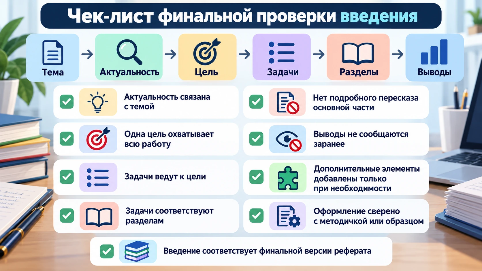 Чек-лист проверки введения реферата перед сдачей